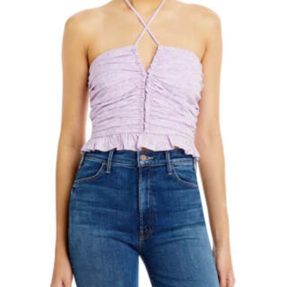 Wayf Ruched Lavender Halter Top - Picture 1 of 4